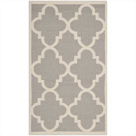 Safavieh 8 x 10 ft. Rectangle- Contemporary Dhurries Dark Grey And Ivory Flatweave Rug DHU633G-8